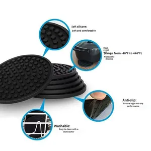 6er-Set Outdoor-Untersetzer, verdickte, rutschfeste, antihaftbeschichtete Untersetzer aus flexiblem Silikon mit Ablagefach - Product Image 2