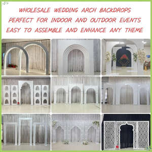 Décoration de scène de mariage personnalisée LEDA, arche en métal blanc, ensemble d'arches pour l'entrée de mariage, décoration d'événements - Product Image 5