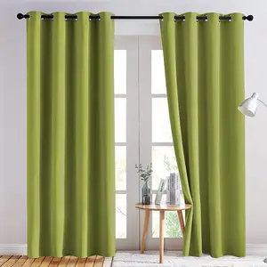 Curtains Manufacturing Hot Sale Grey Polyester Thermal Insulated Grommet Blackout Curtains For Home Bedroom