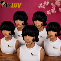 Perruques Courtes Pixie de 10 Pouces en Cheveux Humains, Perruques Afro Bouclées, Perruques Pixie Entièrement en Dentelle, Couleur Naturelle pour Femmes Noires, Cheveux Indiens Bruts