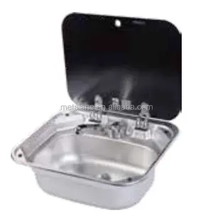 Gümüş kare 304 paslanmaz çelik mutfak lavaboları of lavabo rv karavan lavabo çekme karavan