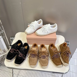 Zapatillas Retro Alemanas de Gamuza para <span class=keywords><strong>Mujer</strong></span> con Doble Cordón, <span class=keywords><strong>Alpargatas</strong></span> de Lino Planas para Uso Diario, Zapatos de Varios Colores al por Mayor - Product Image 3