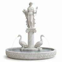 Fontaine d'eau en marbre de fabrication industrielle avec sculpture de déesse Iris, motif bouquet d'iris et canard, pour Villa, Hôtel, Jardin, Propriété, Parc