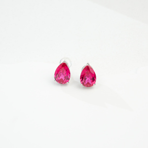 Pendientes de rubíes de laboratorio con corte de pera, joyería de plata de ley 925 - Product Image 2