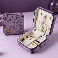 Vintage Leder Umweltfreundliche Tragbare Reise-Mini-Schmuckbox für Ringe Ohrringe Halsketten Armbänder - Muttertag Neujahrsgeschenk