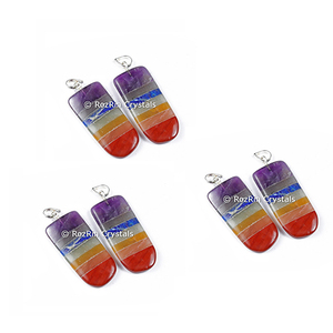 Colgante en forma de caramelo bonded de Chakra, venta al por mayor, colgante de metal de piedra de Chakra - Product Image 1