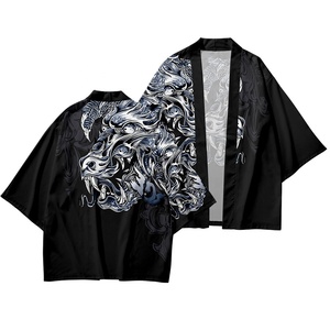 Kimono <span class=keywords><strong>japonais</strong></span> <span class=keywords><strong>traditionnel</strong></span> pour hommes, veste fine décontractée à motif de dragon 3D, cardigan kimono asiatique - Product Image 3