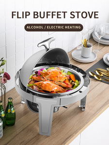 Roll Top Equipamento Comercial Hotel Buffet 6 Litros Chafing Dish Wedding Round Food Warmer com Janela Visual - Product Image 5