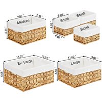 Lot de 6 paniers de rangement rectangulaires en jacinthe d'eau tressée, ouverts en dessus, 6,89 D x 13,02 L x 6,89 H, organisateur de garde-manger avec tableau noir