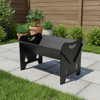 Brasero et foyer extérieur pliables noirs, portable, pour camping, patio, jardin, pique-nique, feu de camp et chauffage extérieur