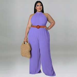 Tuta casual sexy <span class=keywords><strong>taglie</strong></span> <span class=keywords><strong>forti</strong></span> da donna nuova tinta unita senza maniche alla moda - Product Image 4