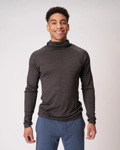 Men's Lightweight Merino Wool Active Hoodie <strong>with</strong> Mask Merino Wool <strong>Jumper</strong> Pullover Sweat <strong>Shirt</strong> Designed for Running - Product Image 3