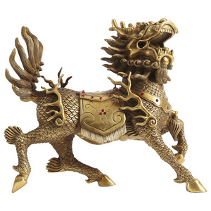 Brass Qilin Figurine Copper Craft <b>Desk</b> Decoration Feng Shui Office Gift - Product Image 4