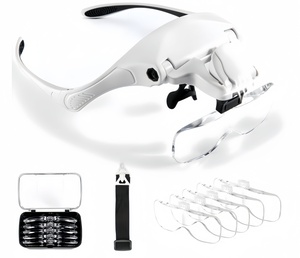 एलईडी रोशनी हेडबैंड मैग्निफायर डिचेबल लेंस हैंड-फ्री हेड मैग्निफायर - Product Image 1