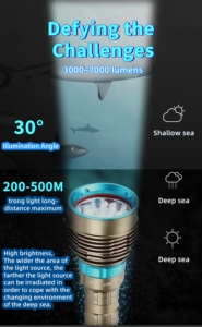 Công suất cao chất lượng cao Scuba Diving Đèn pin hợp kim nhôm L2 LED siêu sáng 7000 lumens dưới nước 100m lặn ngọn đuốc - Product Image 6