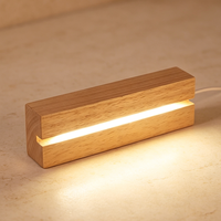 Base de lampe LED en bois USB, support de veilleuse en acrylique, présentoir rectangulaire, support de lampe 3D en bois, base de lampe de table avec logo, décoration de chambre