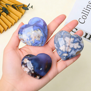 Corazón <span class=keywords><strong>de</strong></span> Ágata Azul Natural Tallado a Mano, Piedras Curativas <span class=keywords><strong>de</strong></span> Cristal para Decoración - Product Image 4