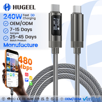 Câble USB Type C de haute qualité avec écran OLED 240W pour téléphone, tablette, ordinateur portable, charge rapide, vente en gros directe usine