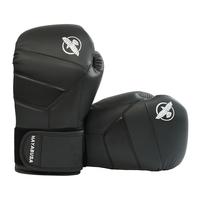 Gants de Muay Thai et de Kickboxing pour adultes, en PU noir, pour 8, 10, 12 oz, pour l'entraînement et le sparring, avec sangle de poignet réglable, fabrication OEM TOPN