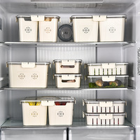 Hete groente- en fruitorganizer, plastic koelkast opbergbox met afdruipbak, keuken- en koelkastorganizer