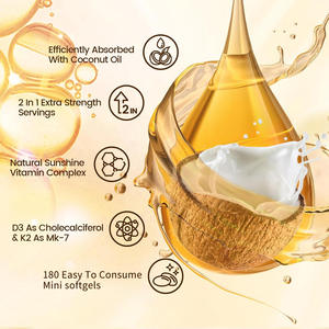 300 Cápsulas Blandas OEM de Vitamina <span class=keywords><strong>D3</strong></span> <span class=keywords><strong>K2</strong></span> 10000UI + 200mcg MK-7 con Aceite de Coco, Suplemento de Alta Potencia para el Sistema Inmunitario y los Huesos - Product Image 4