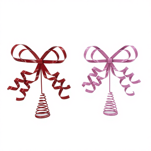 Modern Design Metal Bow Christmas Tree Topper Handmade Crafts Holiday Home Decorations