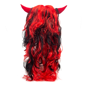 Perruque de cheveux synthétiques pour femme, accessoires de fête, robe fantaisie, perruque avec cornes de diable séduisantes, vente en gros - Product Image 3