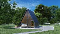 Villa de luxe préfabriquée Airbnb en structure légère en acier, type A-frame, pour camping et resort