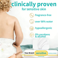 Tisu Basah Bayi Label Pribadi OEM 99% Air Hipoalergenik Bebas Alkohol untuk Kulit Sensitif Pabrik