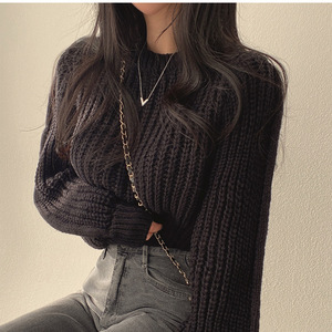 Pull en tricot doux pour femme, col rond oversize, manches longues, mode automne-hiver, coupe ample - Product Image 3