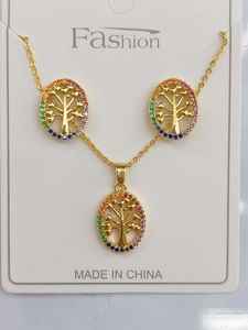 Conjunto de Collar y Aretes con Cruz, Chapado en Oro de 18K, Aretes Colgantes con Colgante de Cruz, Conjunto de Joyería de Moda al por Mayor - Product Image 5