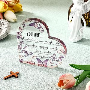 Décoration de bureau pour femmes chrétiennes inspirantes, verset biblique, prière, cœur en acrylique, inscription religieuse, cadeau d'anniversaire pour maman, sœur - Product Image 6