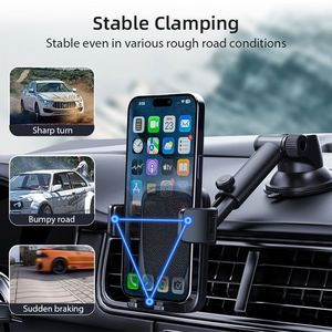 Support universel de téléphone pour tableau de bord de voiture à dégagement rapide par un bouton, support de téléphone mobile rétractable à ventouse pour pare-brise et bureau - Product Image 6