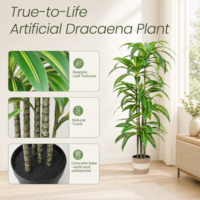 Dracaena 5,5 pieds, grand arbre tropical artificiel, plantes artificielles, verdure, décoration, plante artificielle en pot avec pot