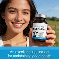 Suplemen Sapi Beku Kering Julong OEM, Kapsul Paru-Paru Sapi yang Diberi Makan Rumput untuk Dukungan Pernapasan, Heme Iron, Vitamin B12