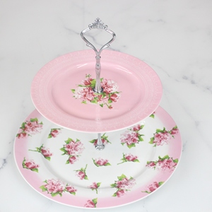 Plateau rond à gâteau en porcelaine Fine, support à pâtisserie en céramique de 2 niveaux pour la maison, les hôtels, les restaurants et les mariages, vente en gros en chine - Product Image 2