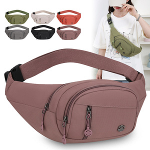 Women's Waist <b>Bag</b> Nylon Multi Layer Zipper Water Resistant Casual Everyday Use Orange - Product Image 3