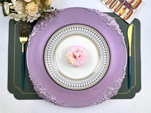 Assiettes décoratives de Noël en PP faites à la main de style américain, motif uni, design rétro de luxe léger, lavables au <span class=keywords><strong>lave</strong></span>-<span class=keywords><strong>vaisselle</strong></span>, qualité alimentaire, Royal - Product Image 1
