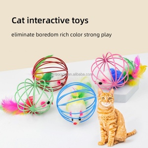 Juguetes Ecológicos para Gatos, Jaulas de Alambre con Plumas, Material PP Sostenible, Colores Personalizados para el Entretenimiento de los Gatos - Product Image 5