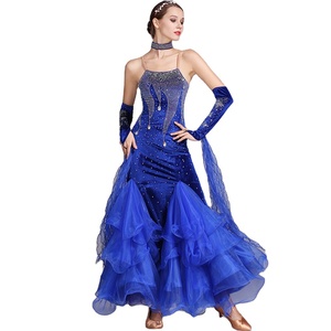Conjuntos de competición profesional Vestido de Tango de baile de salón sexy con diamantes de imitación Estilo occidental Vals Maxi Vestido para mujer - Product Image 3