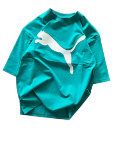 Custom Men’s Oversized <b>T</b>-Shirt | 250-300 GSM Heavyweight Cotton Teal Green Tee | <b>Cat</b> Silhouette Graphic Streetwear - Product Image 1