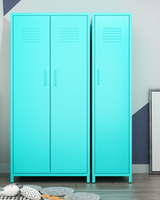 Mini casier individuel en métal coloré à porte unique avec pieds sur pied Mini casier de rangement Armoire machine à 2 étagères