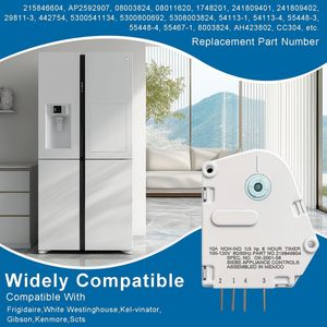 Contrôles d'appareils électroménagers Minuteur de dégivrage 120V 6 heures 10A Plastique 215846604 Pièce de réfrigérateur-congélateur Assemblé au Mexique - Product Image 5