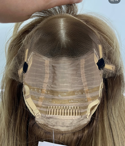 Parrucca con Top in Pizzo Annodato a Mano Senza Irritazioni, Aspetto Naturale del Cuoio Capelluto, 100% Capelli Vergini, Biondo Chiaro Ombré per Donne con Attaccatura Capillare Indistinta - Product Image 4