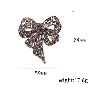 Broches de arco femininos, cor preta, strass, laço, broche, pinos de laço, vintage, joias, acessórios de inverno - Product Image 2