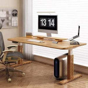 Solid Wood Electric Height Adjustable <b>Desk</b> With Dual Motor Computer Workstation <b>Study</b> Table For Home Office - Product Image 1