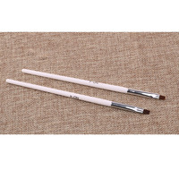 Pinceau à ongles professionnel à manche en plastique blanc, poils en nylon, tête plate, outil de nail art, pour peinture chinoise, vente en gros