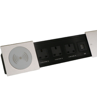 Boîte de prise de courant de bureau intelligente intégrée USB conforme aux normes européennes pour salle de réunion de bureau, avec couvercle coulissant