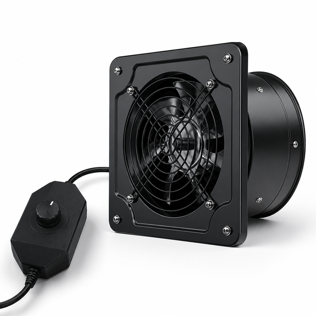 6 8 Inch EC Motor Wall Exhaust Fan with Stepless Speed Controller Built-in Backdraft Damper Energy Saving Ventilation Fan