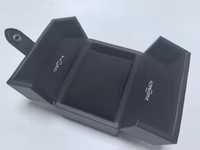 Kotak Hadiah Jam Tangan Kulit PU Tunggal Model Persegi dengan Logo Kustom, Desain Buka Ganda, Portabel, Set Kemasan dengan Penutup Magnetik, Tahan Lama